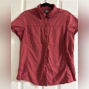 REI Vented Button Down Short Sleeve Tactel Nylon Shirt Size Large EUC